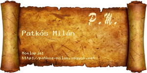Patkós Milán névjegykártya